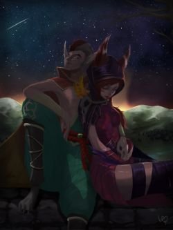 Xayah & Rakan by yuten11 HD Wallpaper Background Fan Art Artwork League of Legends lol