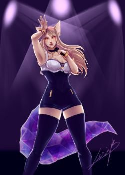 K/DA Ahri by Liliac-Trickster HD 4k 6k Wallpaper Background Fan Art Artwork League of Legends lol