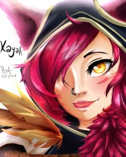 Xayah Portrait by Kyroxeran HD Wallpaper Fan Art Artwork League of Legends lol