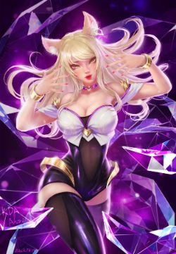 K/DA Ahri by 鹊羽鸦头 HD Wallpaper Background Fan Art Artwork League of Legends lol