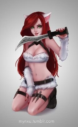 Kitty Cat Katarina by Mynxuu HD Wallpaper Fan Art Artwork League of Legends lol (2)