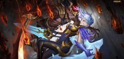 Dawnbringer Riven & Nightbringer Yasuo by 定点-爆破 HD Wallpaper Background Fan Art Artwork League of Legends lol (4)