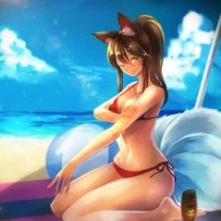 Pool Party Ahri by MizoreAme League of Legends Fan Art Artwork Wallpaper lol