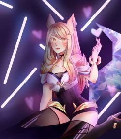 K/DA Ahri by katty-the-cat HD Wallpaper Background Fan Art Artwork League of Legends lol