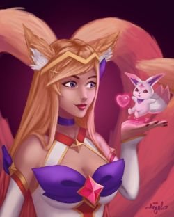 Star Guardian Ahri by Angelwings246 HD Wallpaper Background Fan Art Artwork League of Legends lol