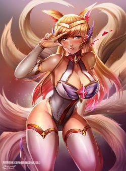 Sexy Star Guardian Ahri by BADCOMPZERO HD Wallpaper Background Fan Art Artwork League of Legends lol