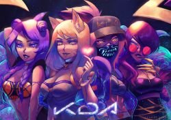 K/DA Kai'Sa, Ahri, Akali & Evelynn by Sou Ortiz HD Wallpaper Background Fan Art Artwork League of Legends lol