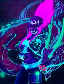 K/DA Akali by Saltamor HD Wallpaper Background Fan Art Artwork League of Legends lol