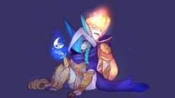 Cosmic Dusk Xayah & Cosmic Dawn Rakan MidoriNemurase HD Wallpaper Fan Art Artwork League of Legends lol