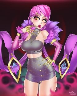K/DA Evelynn by velladonna HD Wallpaper Background Fan Art Artwork League of Legends lol
