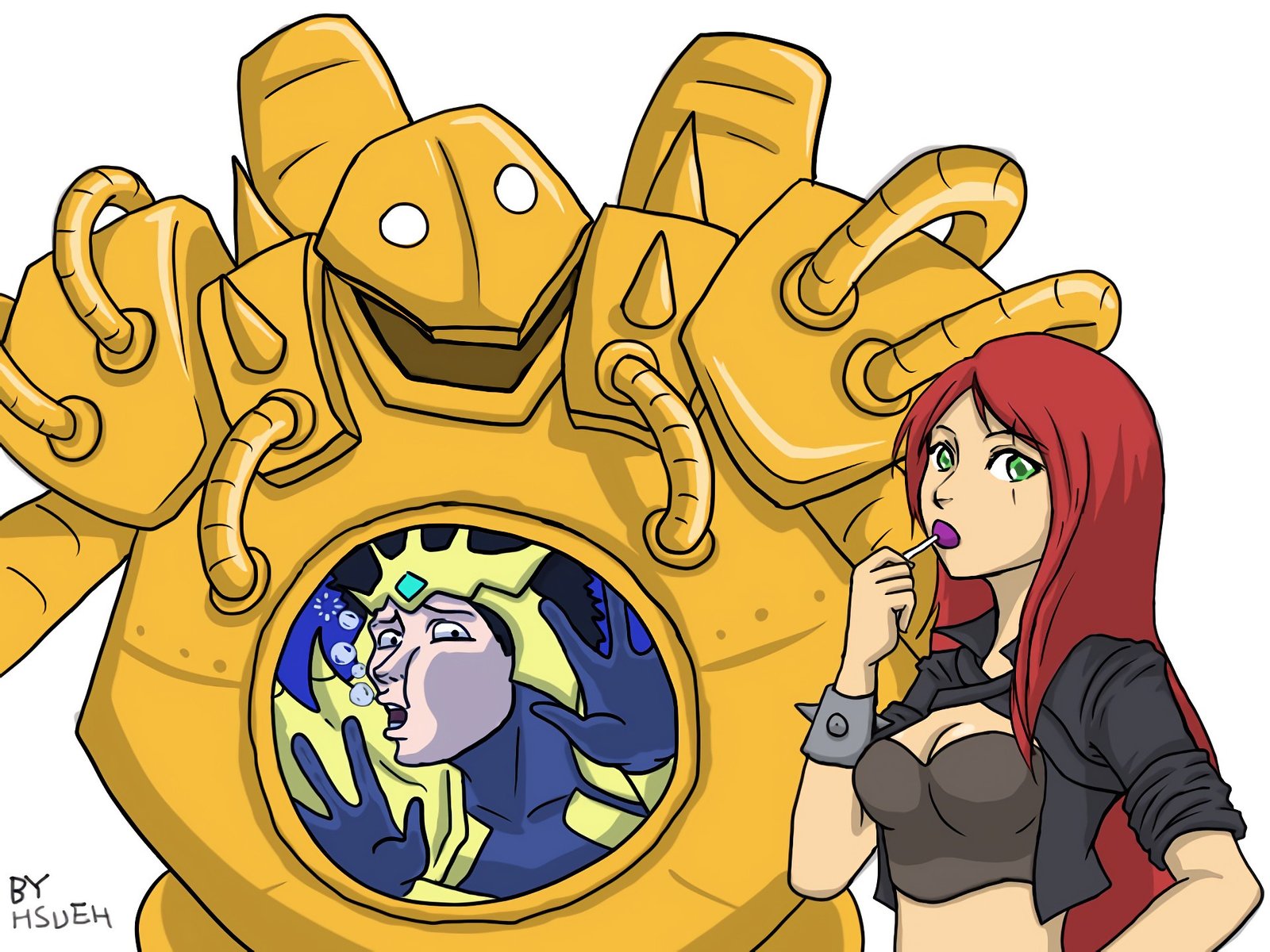 Blitzcrank, Katarina & Jarvan IV by phsueh HD Wallpaper Fan Art Artwork League of Legends lol