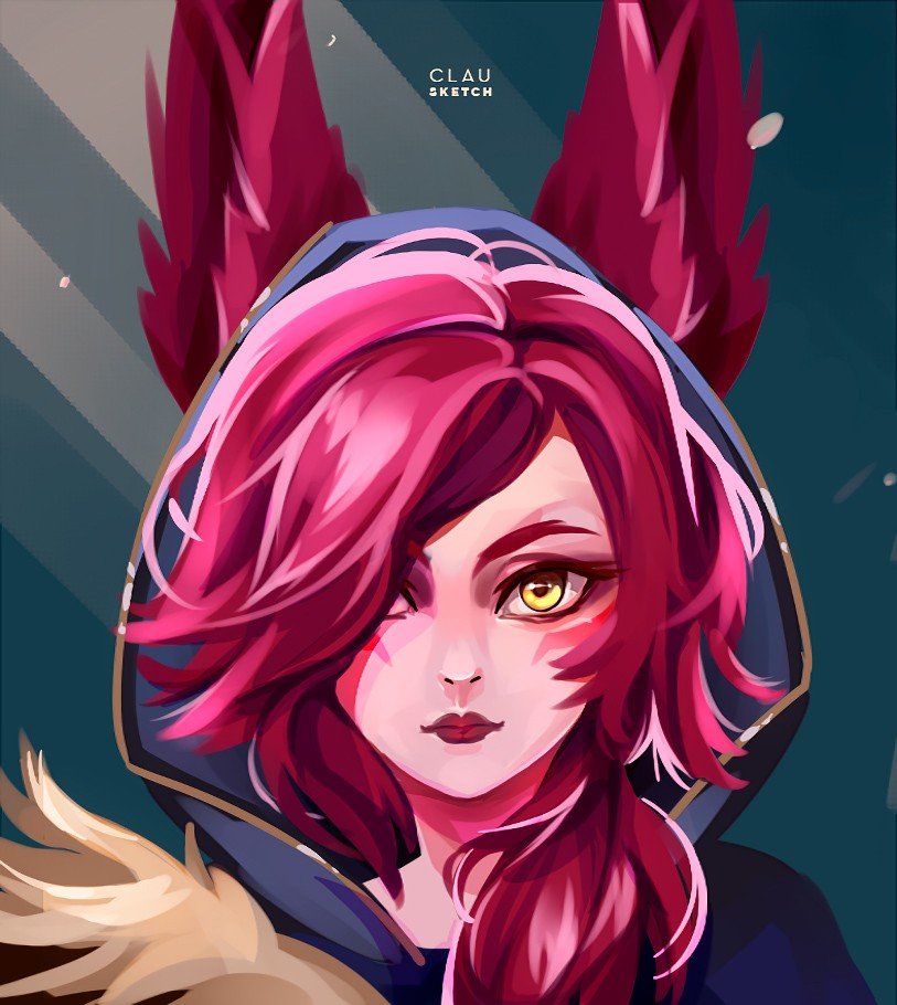 Xayah Portrait by clausketch HD Wallpaper Fan Art Artwork League of Legends lol