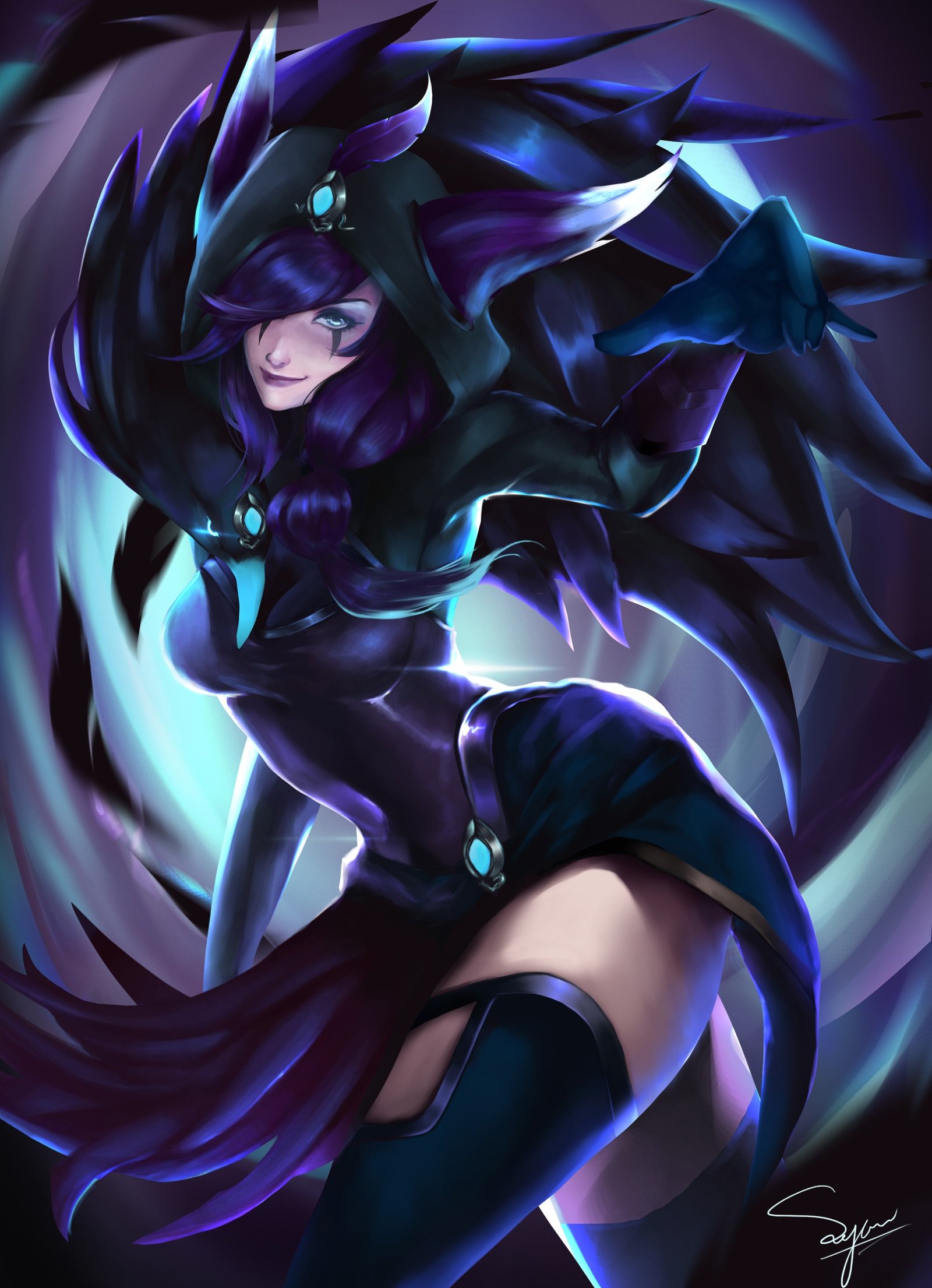 Ravenborn Xayah by Sayomi96 HD Wallpaper Background Fan Art Artwork League of Legends lol