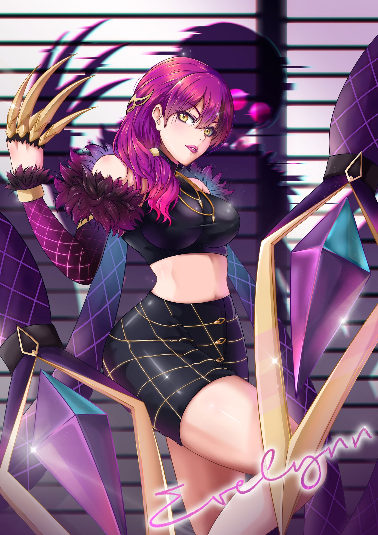K/DA Evelynn by MikuMage HD Wallpaper Background Fan Art Artwork League of Legends lol