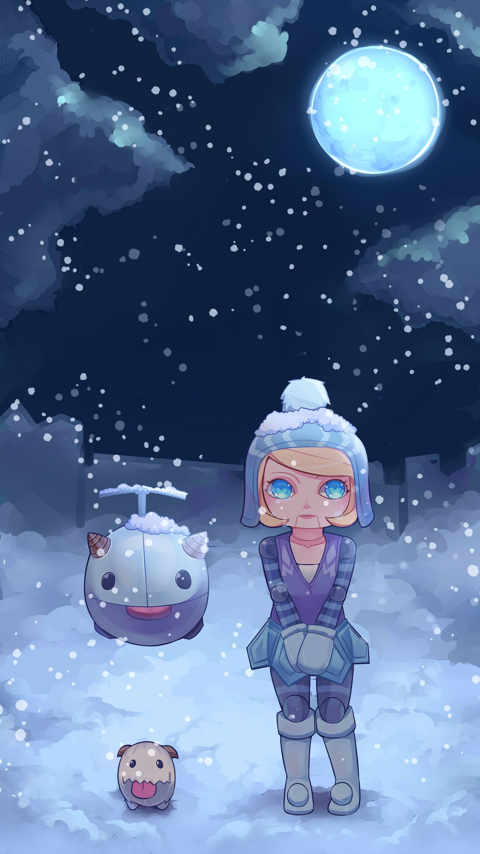 Little Winter Wonder Orianna & Poro by 宇间思梦 仕事募集中 HD Wallpaper Background Fan Art Artwork League of Legends lol