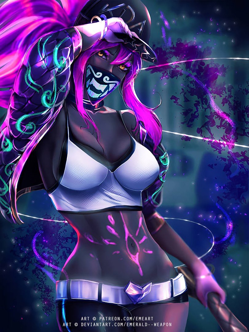 K/DA Akali by Emerald--Weapon HD Wallpaper Background Fan Art Artwork League of Legends lol