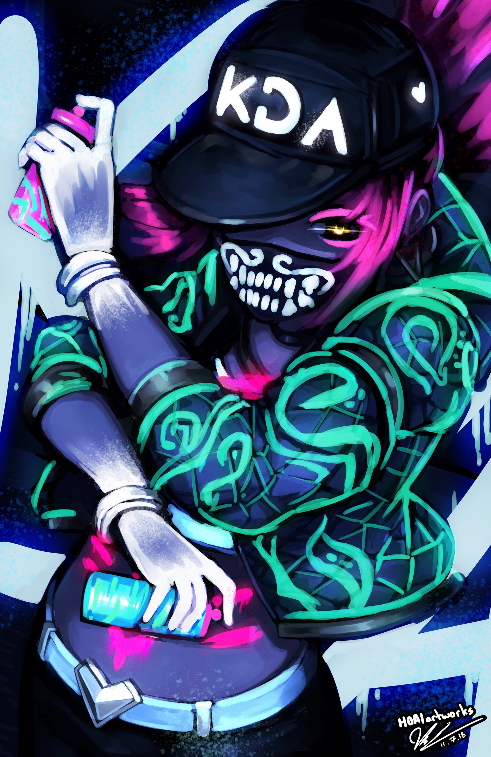 K/DA Akali by HOAIartworks (2) HD Wallpaper Background Fan Art Artwork League of Legends lol