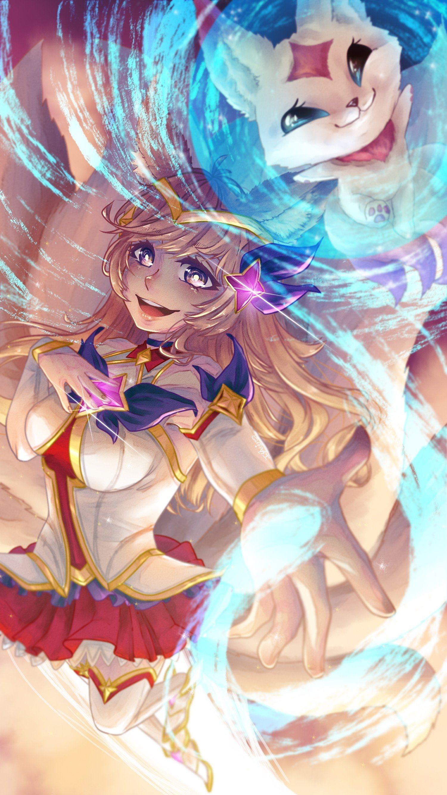 Star Guardian Ahri by densukii HD Wallpaper Background Fan Art Artwork League of Legends lol