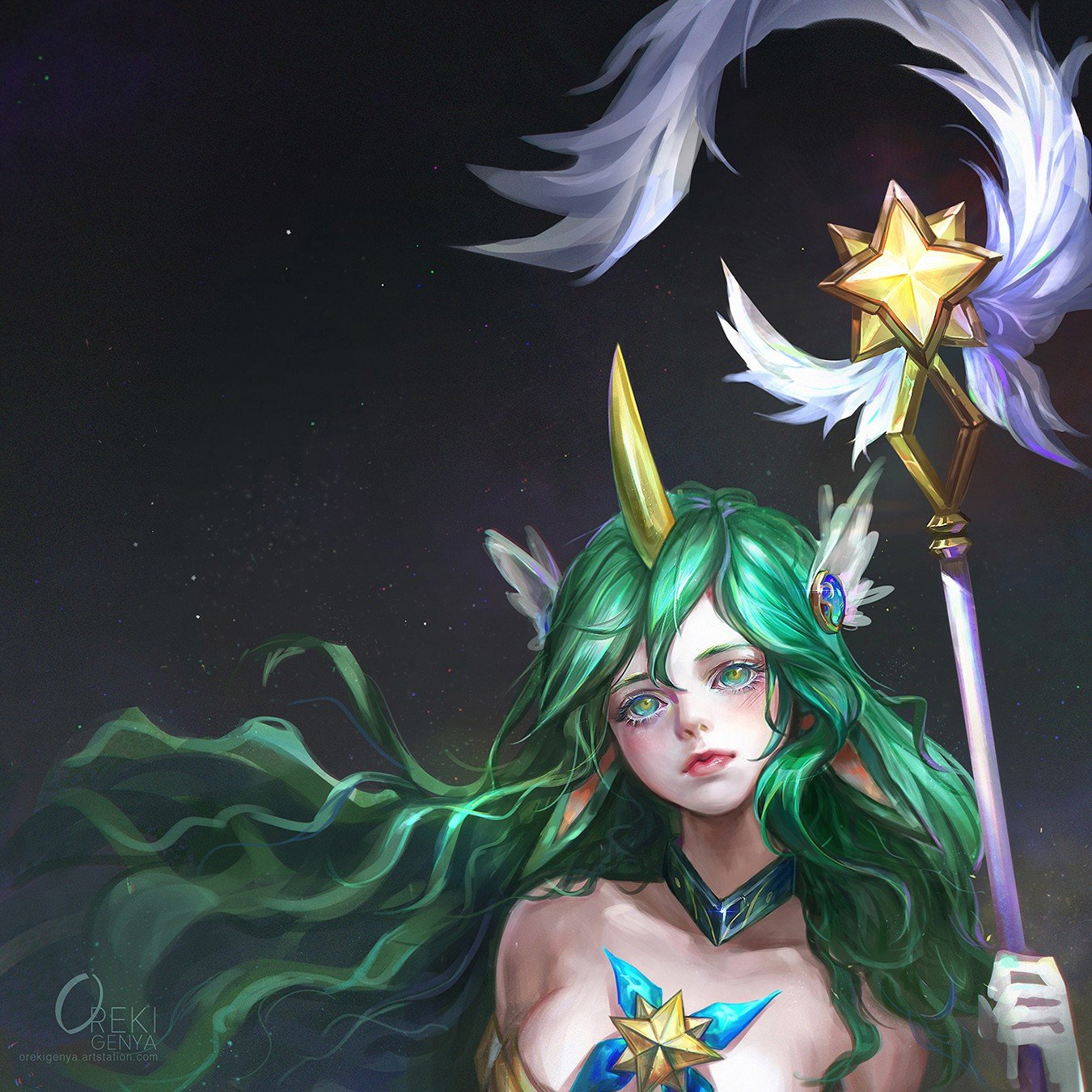 Star Guardian Soraka by OrekiGenya HD Wallpaper Background Fan Art Artwork League of Legends lol