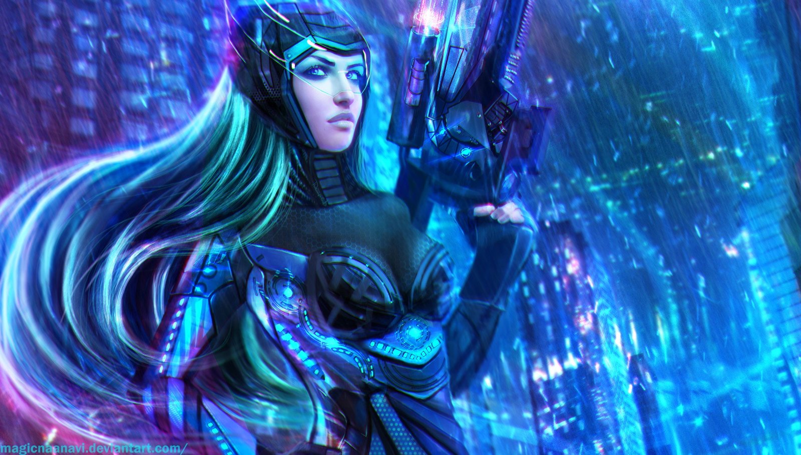 Nanotech Caitlyn Close Up (Skin Concept) by MagicnaAnavi HD Wallpaper Artwork Fan Art League of Legends lol