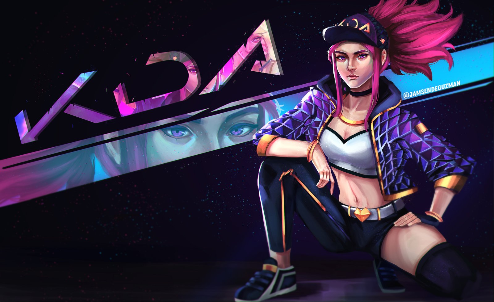 K/DA Akali by jamsendeguzman HD 4k Wallpaper Background Fan Art Artwork League of Legends lol