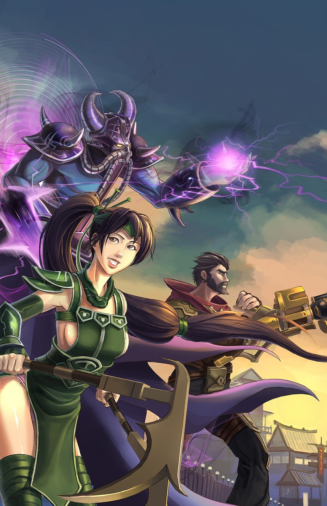 Akali, Graves & Kassadin by xvortexbladex HD Wallpaper Fan Art Artwork League of Legends lol