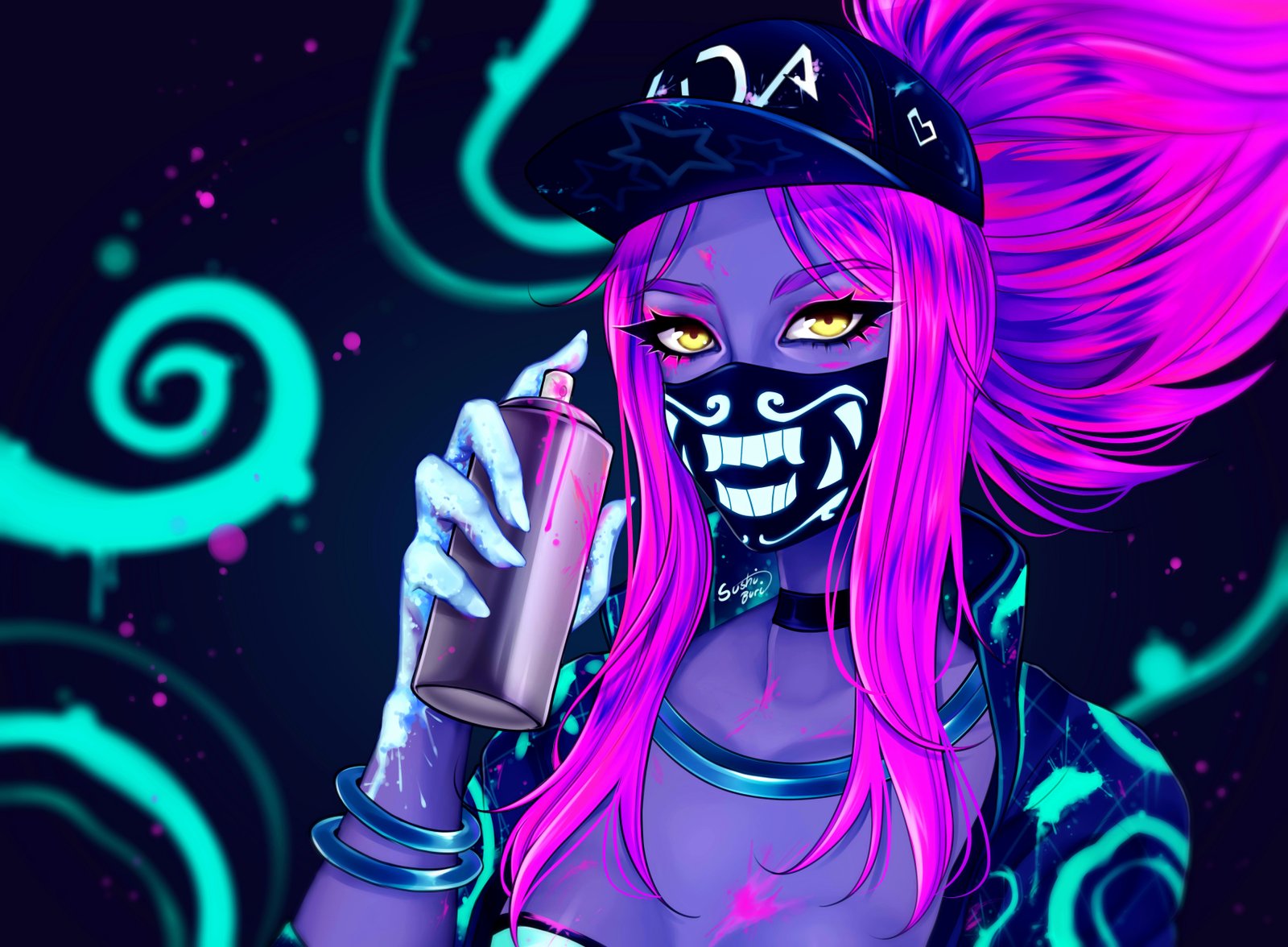 K/DA Akali by SushiBuri HD 4k 6k Wallpaper Background Fan Art Artwork League of Legends lol