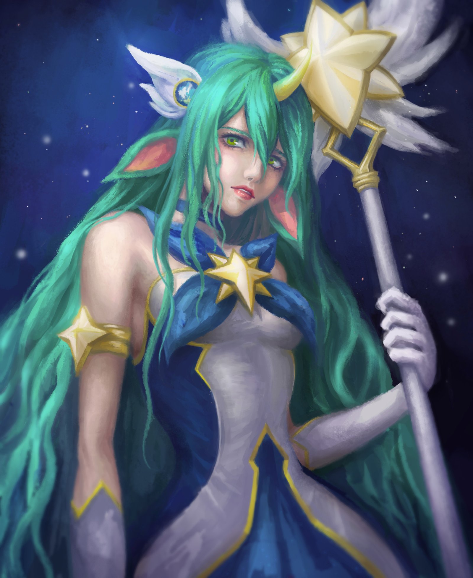 Star Guardian Soraka by 鱼非鱼 HD Wallpaper Background Fan Art Artwork League of Legends lol