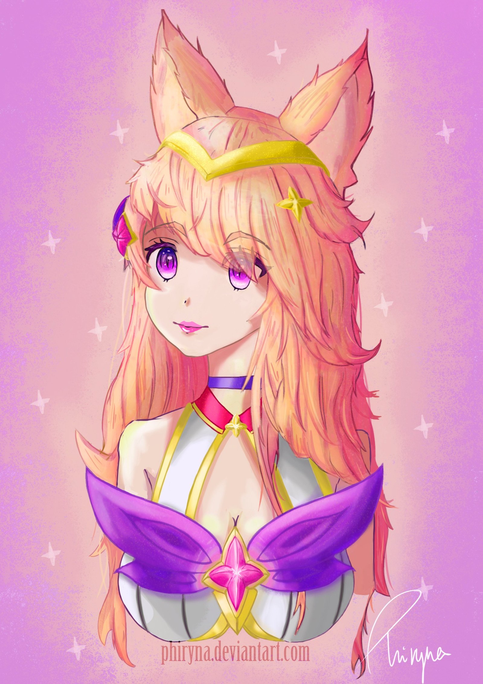 Star Guardian Ahri by Phiryna HD Wallpaper Background Fan Art Artwork League of Legends lol