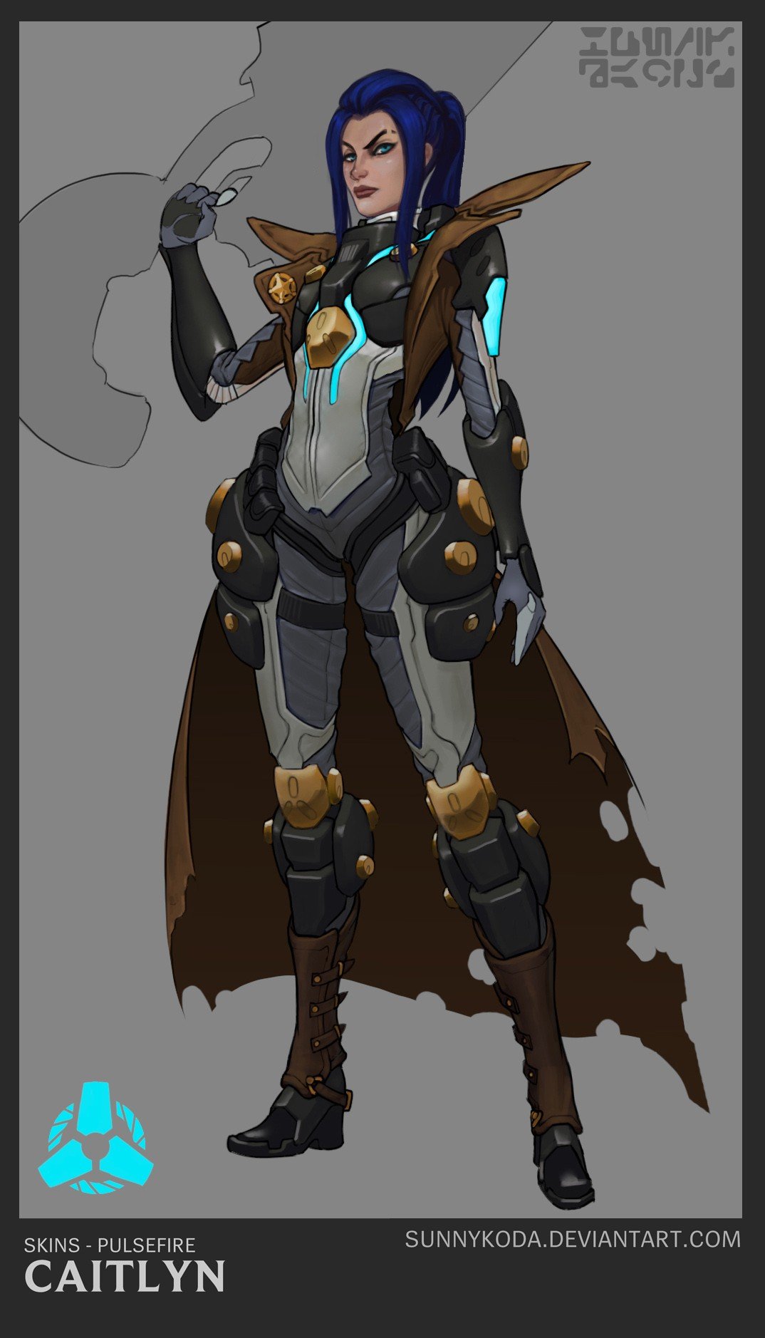 Pulsefire Caitlyn Concept by sunnykoda (1) HD Wallpaper Official Art Artwork League of Legends lol