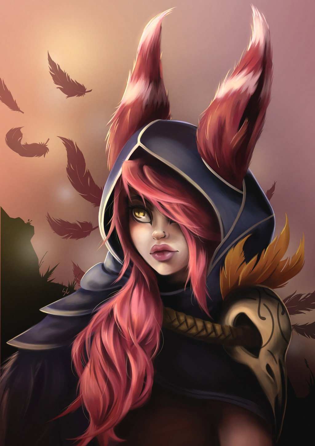 Xayah by SammiRex HD Wallpaper Background Fan Art Artwork League of Legends lol
